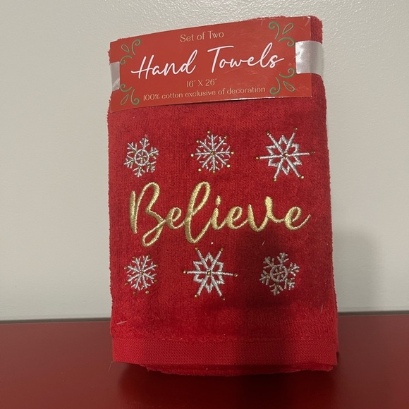 Other - Red and Gold Hand Towels Set - set of 2